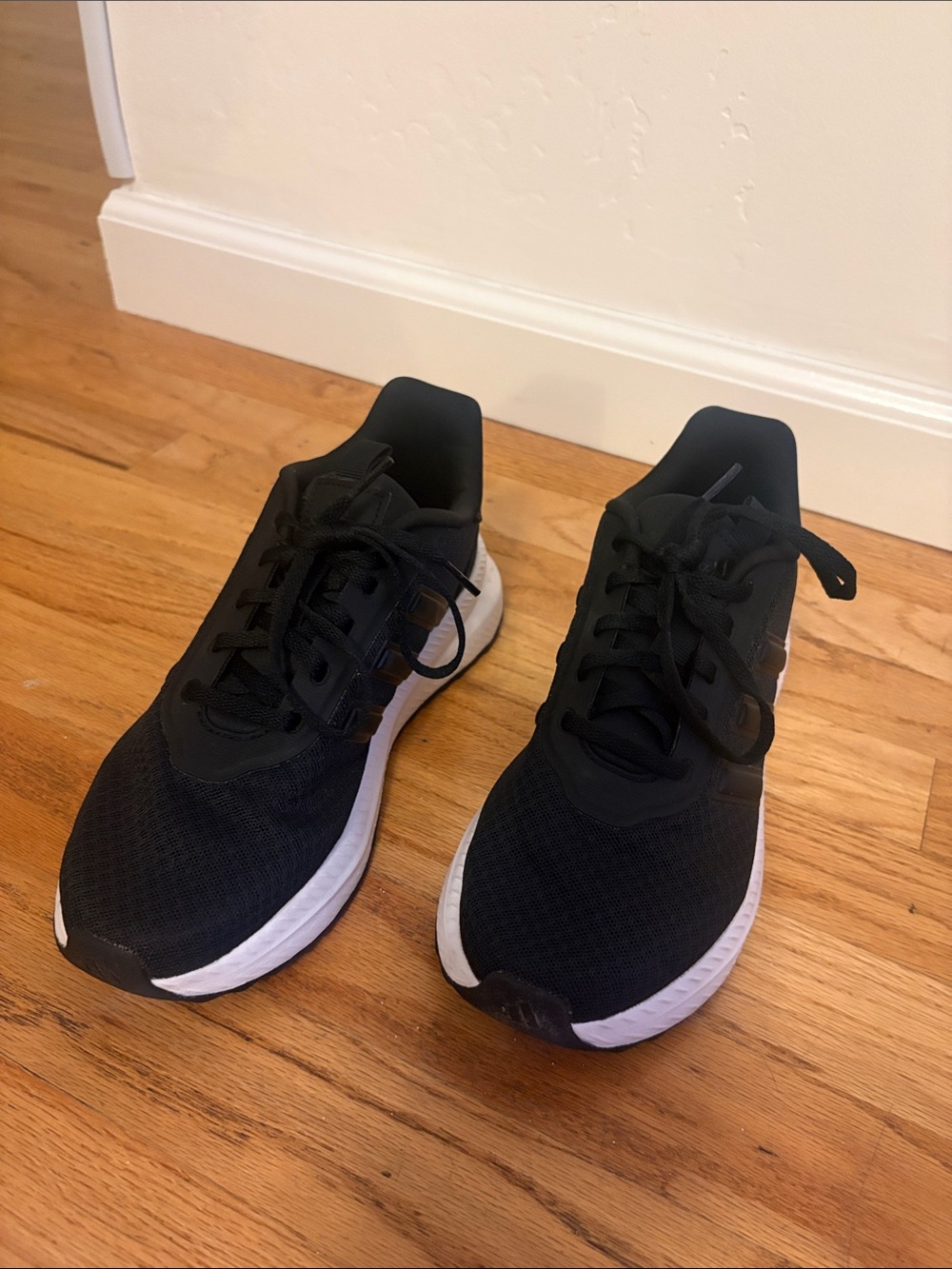 Adidas Cloudfoam Black Athletic Running Shoes with White Soles